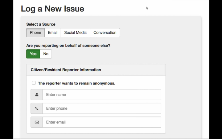 A form for entering new requests in the Princeton SeeClickFix app.