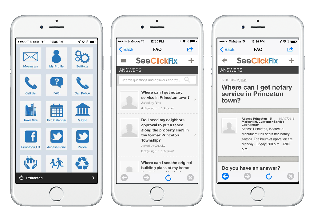 More different mobile views from the Howard County SeeClickFix app.