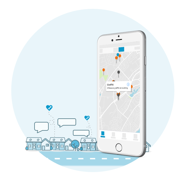 A phone showing several users connecting over a specific community issue.