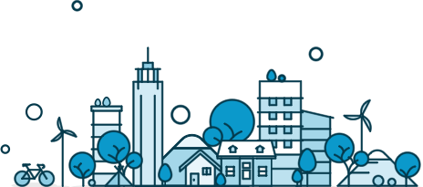 A cartoon neighborhood using SeeClickFix.